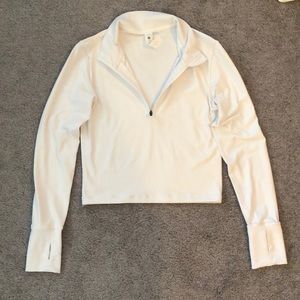 Paragon White Cropped Quarter Zip Pullover